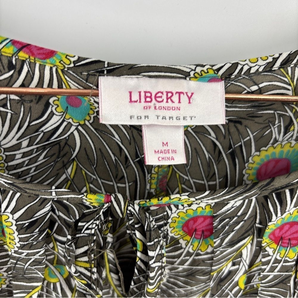 Target Liberty London Black and Green Peacock Print Women's Top medium - Picture 3 of 5